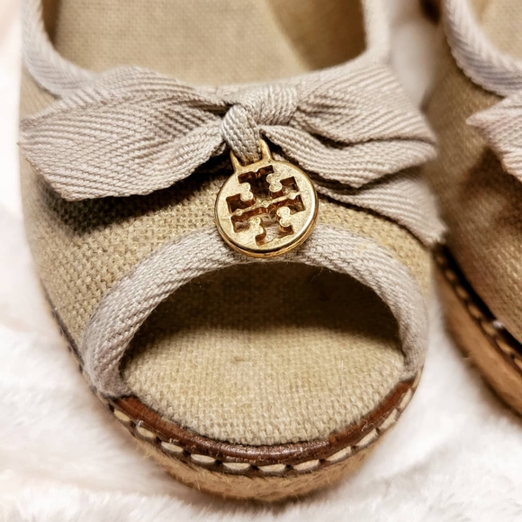 Beige Tory Burch Summer Wedges 8.5 - Picture 12 of 15